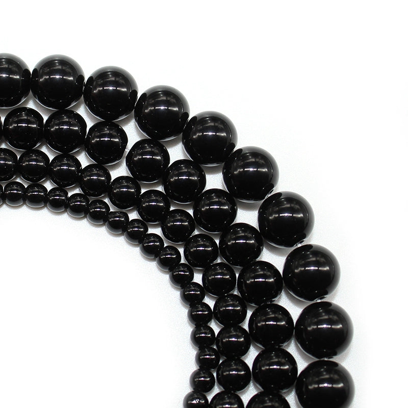 Black glass loose beads round beads DIY hand-woven bracelet