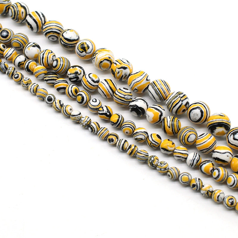 Synthetic yellow malachite round beads DIY hand-woven materials