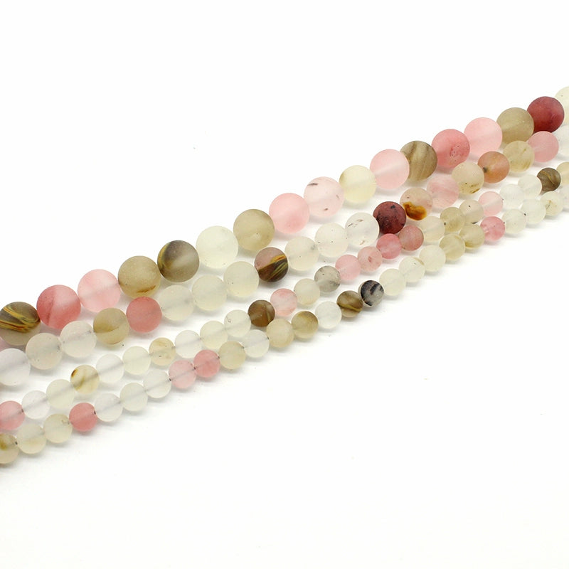 Frosted watermelon rind chalcedony loose crystal beads for DIY hand-woven materials