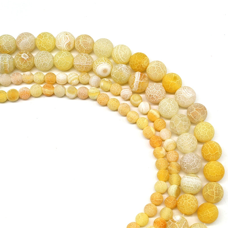 Yellow weathered agate loose beads diy hand-woven crystal