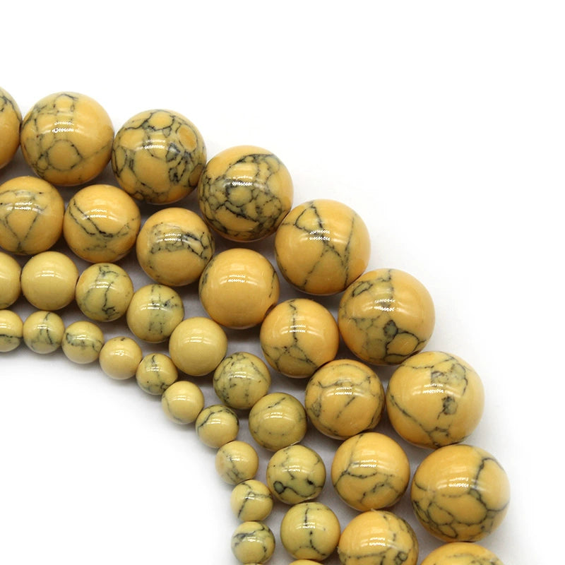 Synthetic yellow turquoise loose beads necklace