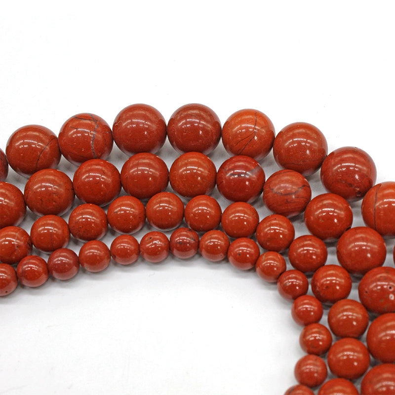 Red stone loose beads round beads DIY hand-woven materials