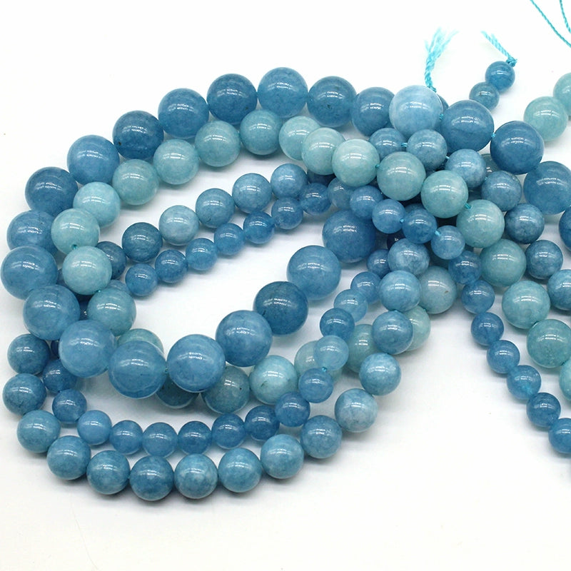 Aquamarine round beads DIY jewelry accessories