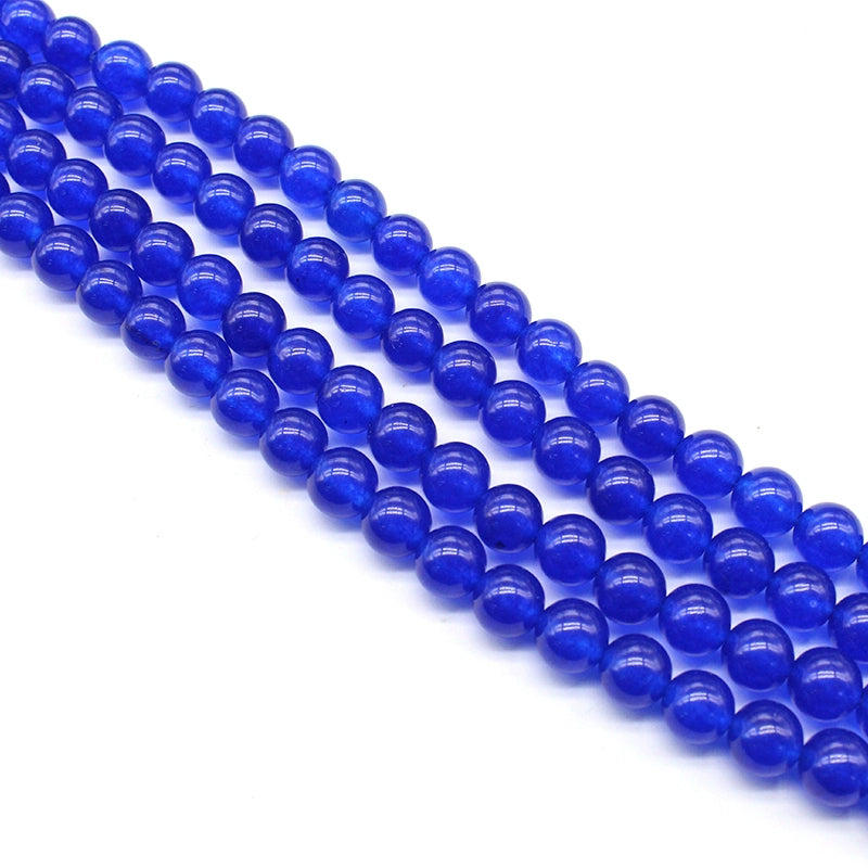 Dark blue chalcedony crystal jade round beads semi-finished DIY handmade beads