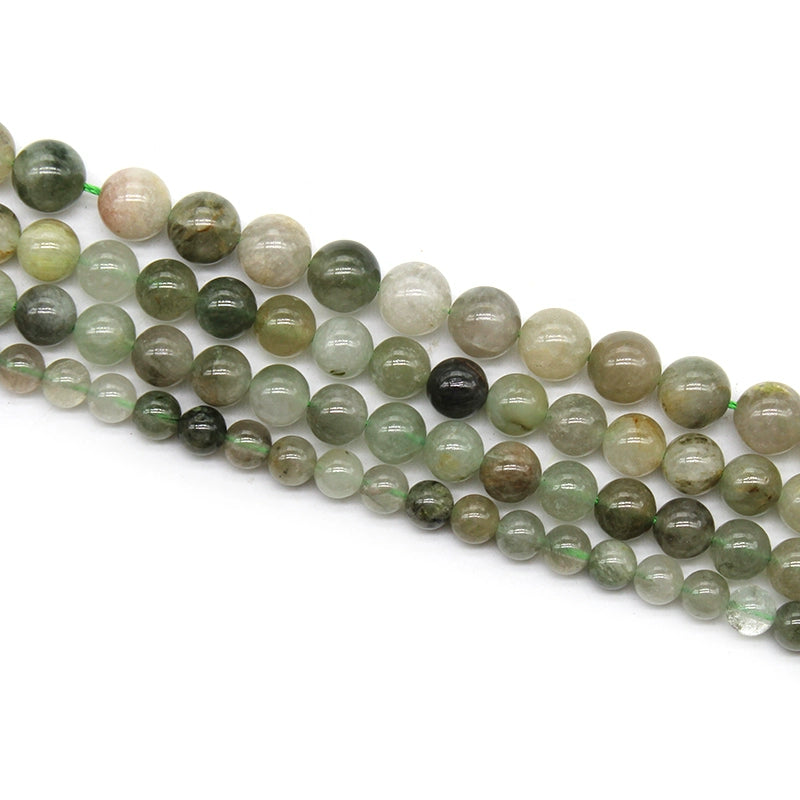 Natural stone green rabbit hair round beads DIY hand-woven crystal