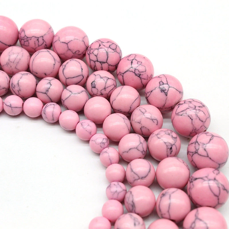 Synthetic pink turquoise loose beads and round beads DIY hand-woven materials