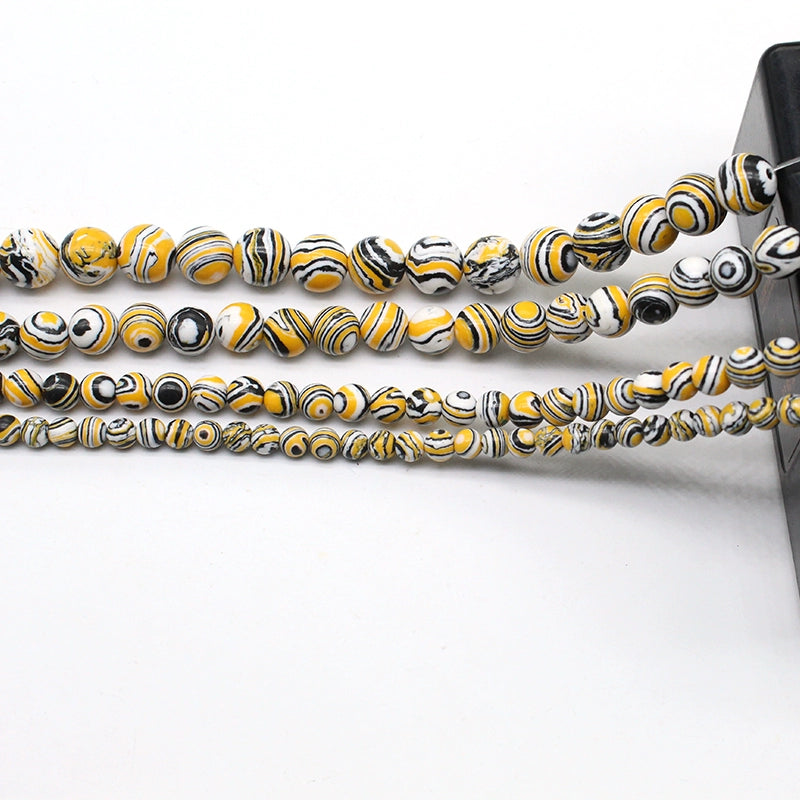 Synthetic yellow malachite round beads DIY hand-woven materials