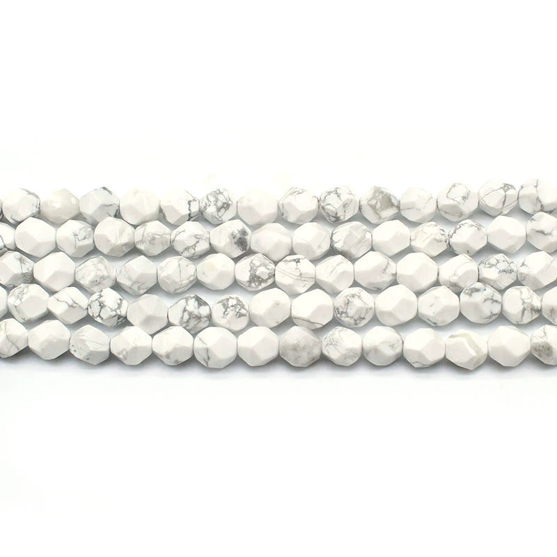 Large cut natural white turquoise loose beads hand-woven bracelet