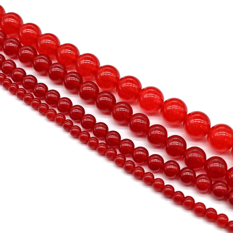 Red chalcedony round beads DIY handmade weaving materials