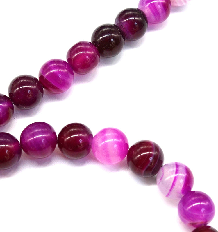 Rose red line agate round bead bracelet semi-finished product