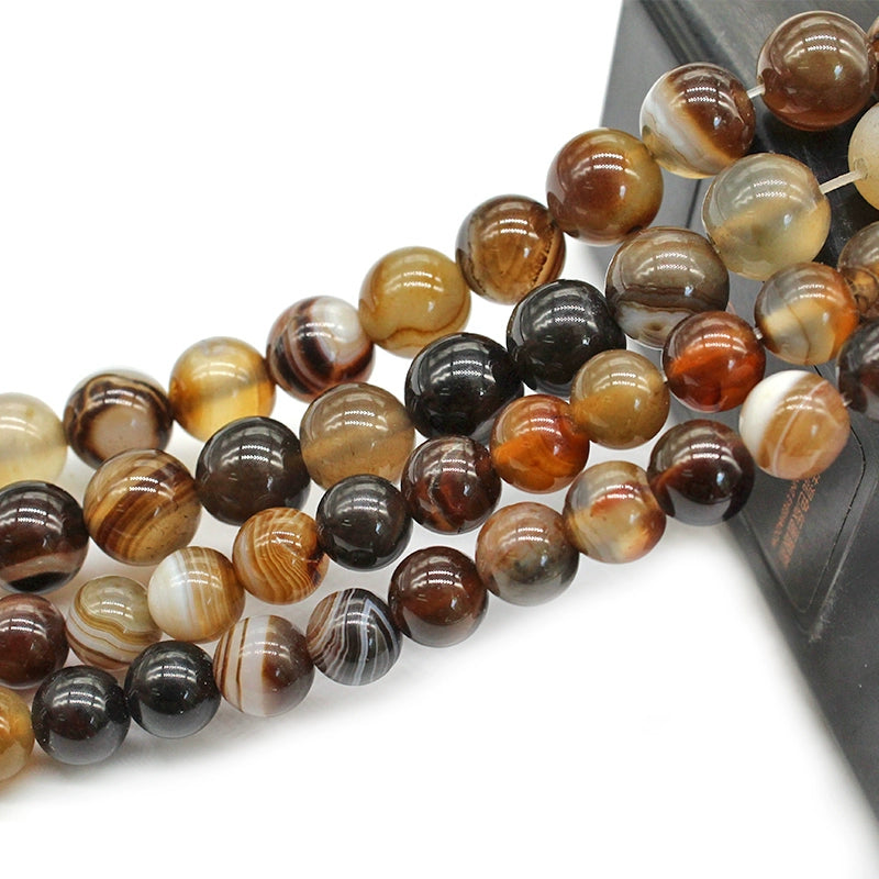 Coffee line agate loose beads DIY hand-woven materials