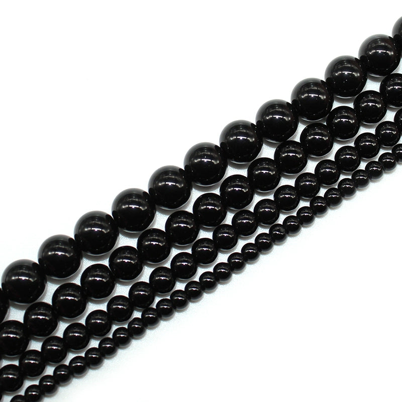 Black glass loose beads round beads DIY hand-woven bracelet