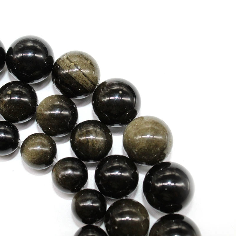 Natural gold obsidian color obsidian loose beads DIY hand-woven bracelet