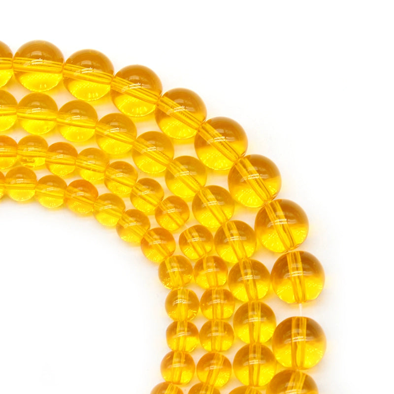 Yellow glass beads loose beads round beads DIY hand-woven bracelet
