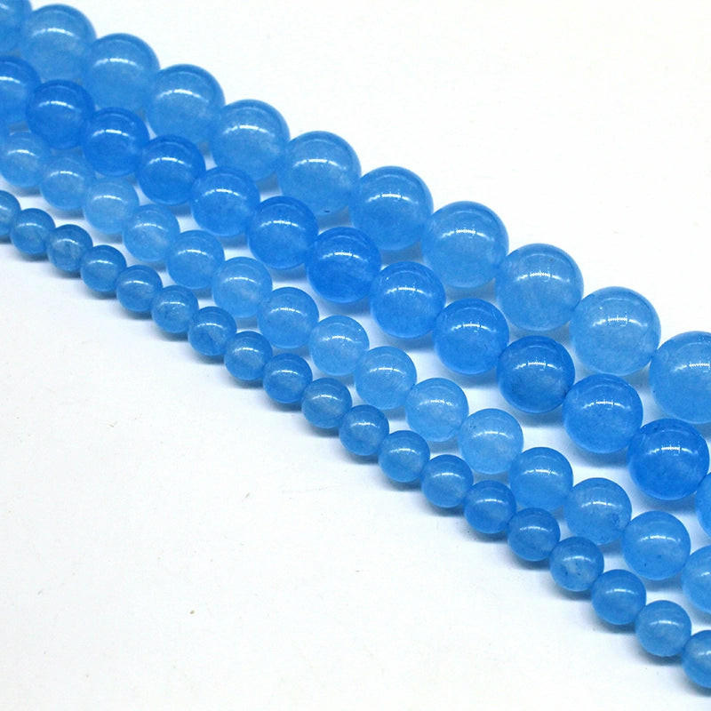 Blue chalcedony crystal jade round beads semi-finished DIY handmade beads