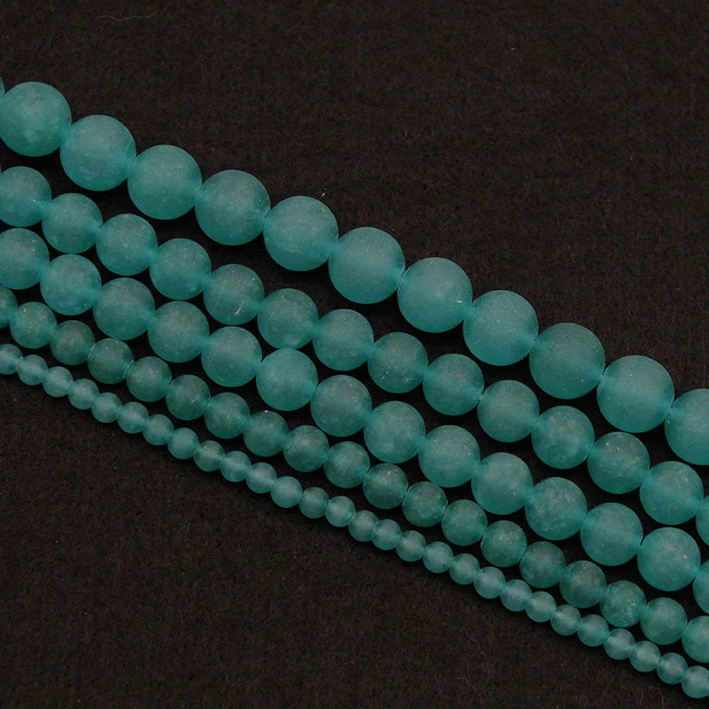 Frosted matte clear amazonite chalcedony loose crystal beads for DIY hand-woven materials