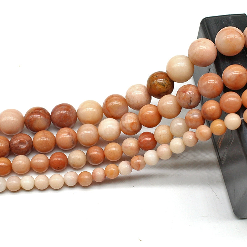 Pink aventurine loose beads crystal jade semi-finished product DIY hand-woven beads