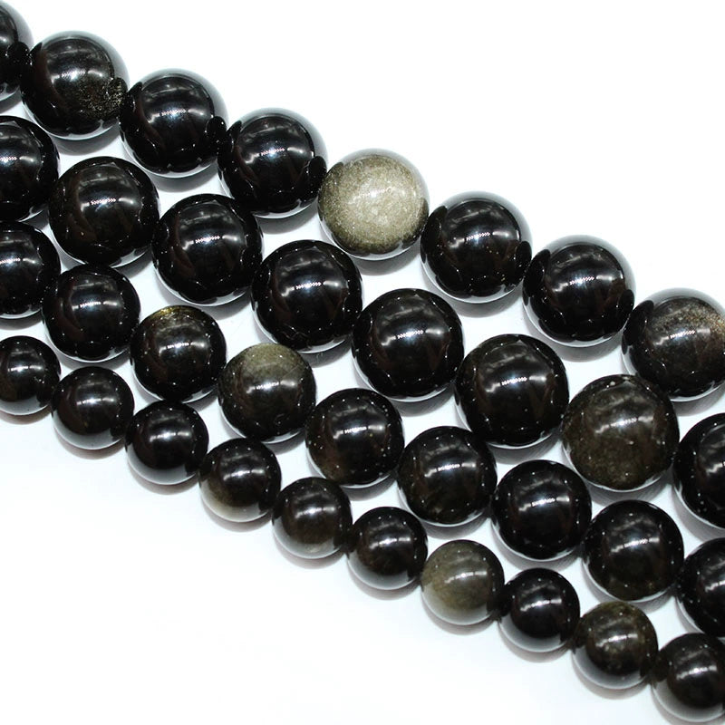 Natural gold obsidian color obsidian loose beads DIY hand-woven bracelet