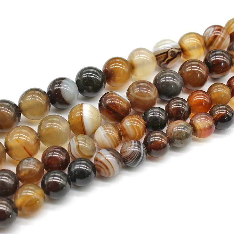 Coffee line agate loose beads DIY hand-woven materials