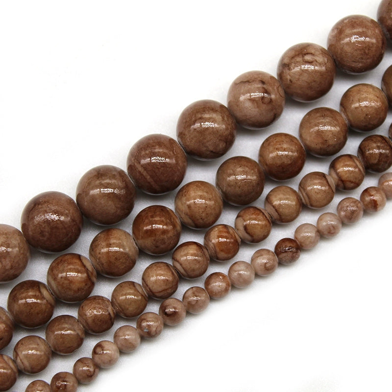 Optimized coffee-colored striped Persian jade loose beads