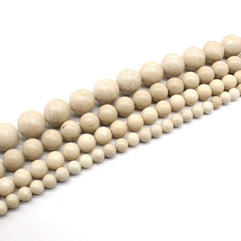 Fossil round beads semi-finished necklace