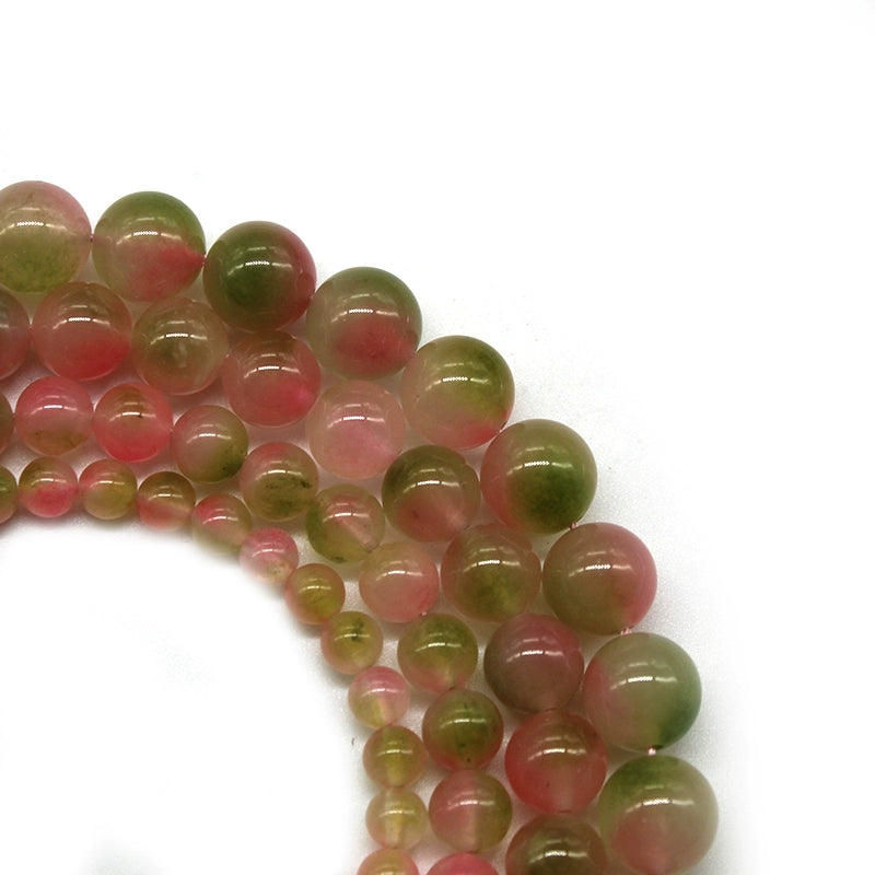 Pink green floating flower chalcedony DIY handmade crystal bracelet