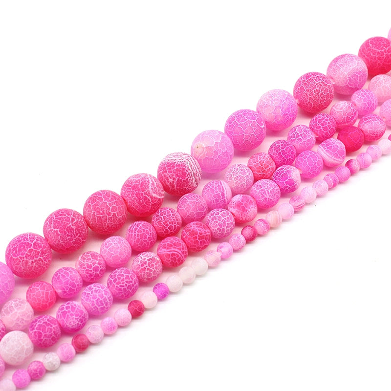 Rose red weathered agate round beads semi-finished accessories