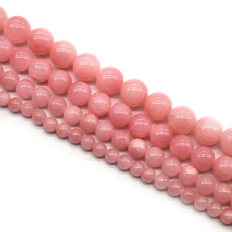 Pink beige jade loose beads DIY handmade materials