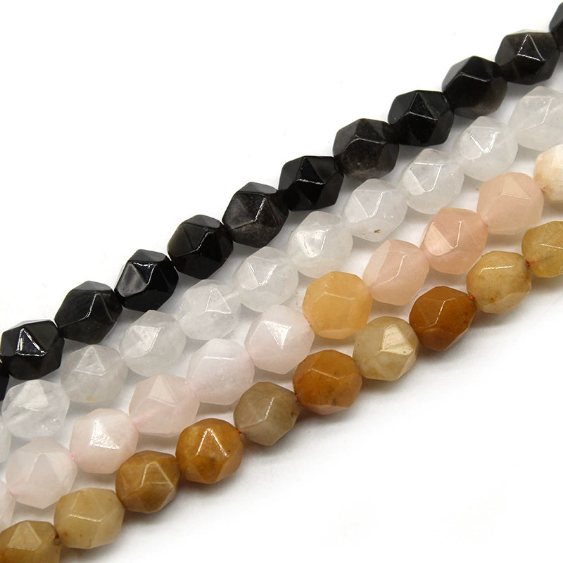 Large cut silver obsidian white chalcedony pink aventurine yellow aventurine loose beads bracelet