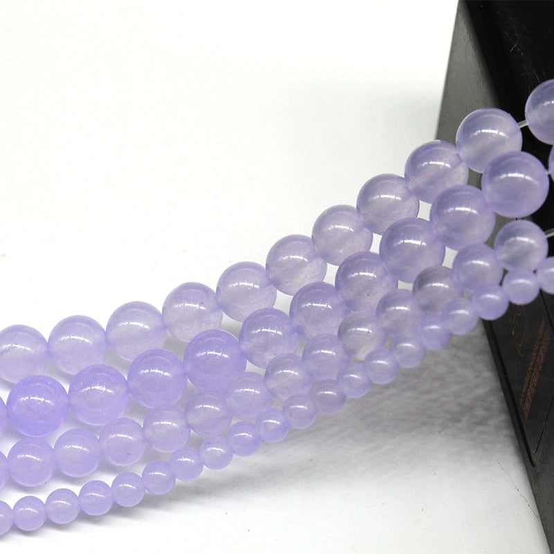 Light purple chalcedony loose beads necklace semi-finished product