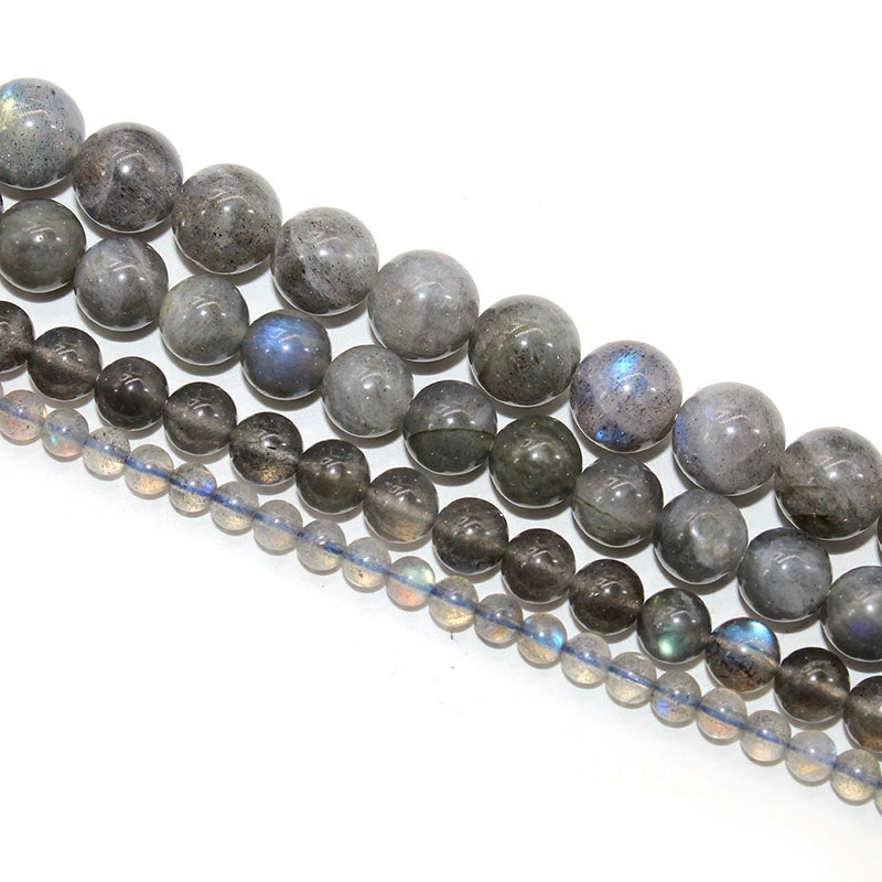 Natural Gray Moonstone Labradorite Blue Light Beads