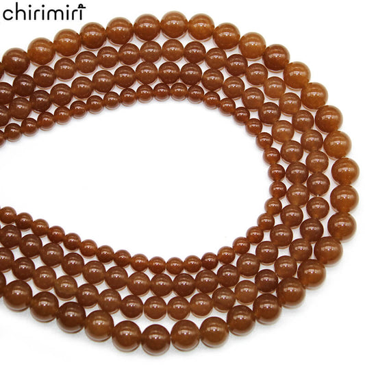 Optimized caramel chalcedony loose beads DIY handmade woven bracelet