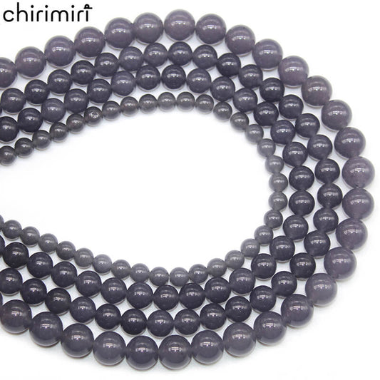 Optimized gray chalcedony loose beads round beads DIY handmade woven bracelet