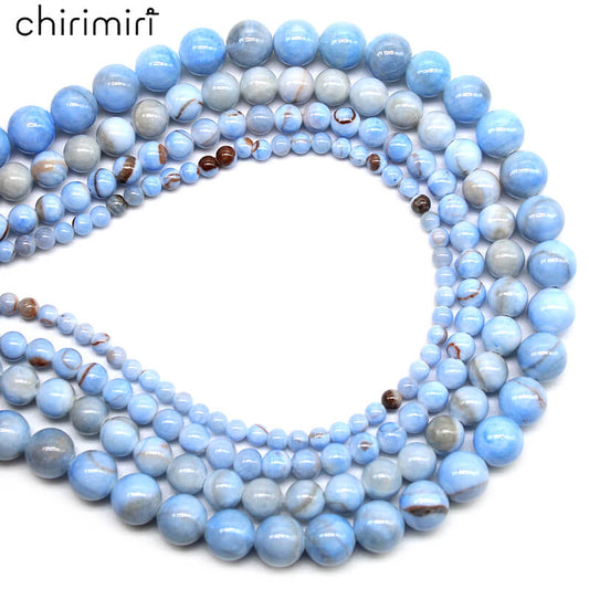 Optimized light blue striped Persian jade loose beads DIY hand-woven bracelet