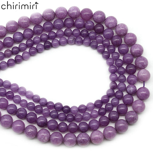 Optimized purple spodumene loose beads round beads DIY hand-woven bracelet