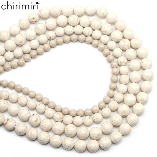 Optimized synthetic white fossil loose beads DIY hand-woven