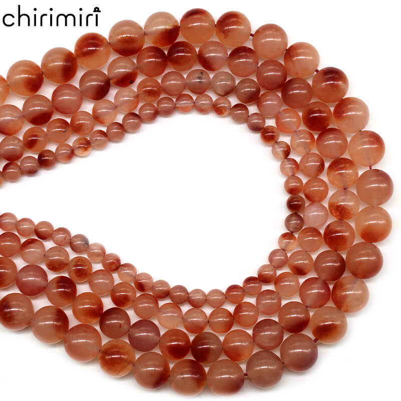 Orange-red floating flower chalcedony crystal jade DIY handmade weaving beads