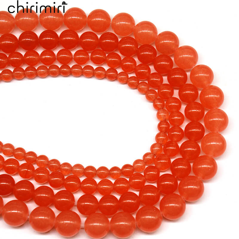 Orange Red Chalcedony Sparse Beads Round Beads Semi-Finished Diy Hand-Made Beaded Crystal Jade Bracelets And Necklace Jewelry For Men And Women