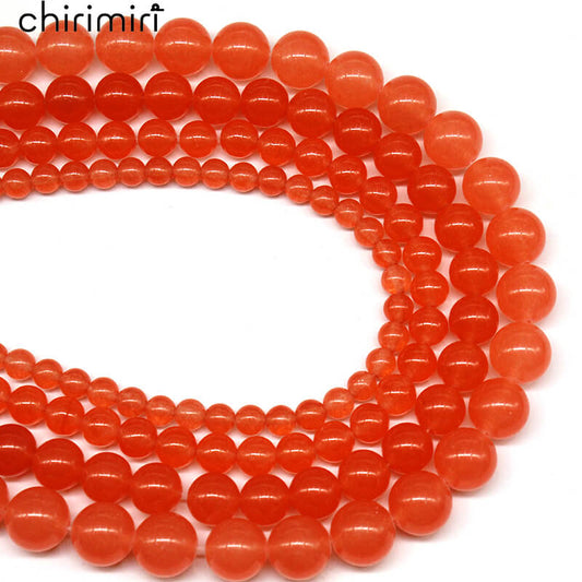 Orange Red Chalcedony Sparse Beads Round Beads Semi-Finished Diy Hand-Made Beaded Crystal Jade Bracelets And Necklace Jewelry For Men And Women