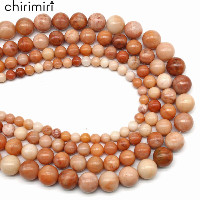 Pink aventurine loose beads crystal jade semi-finished product DIY hand-woven beads