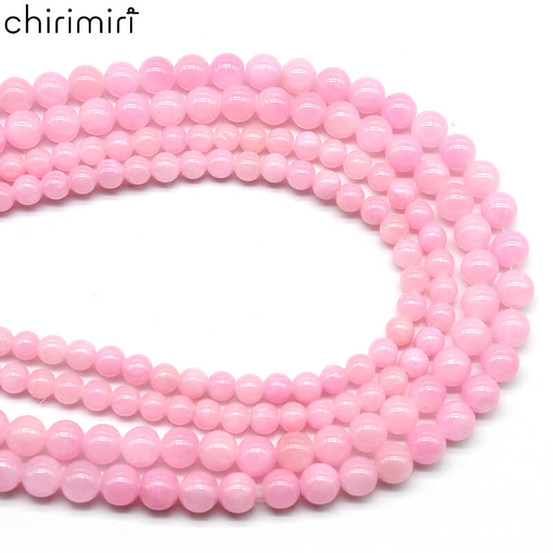 Pink beige jade round beads crystal agate DIY hand-woven materials