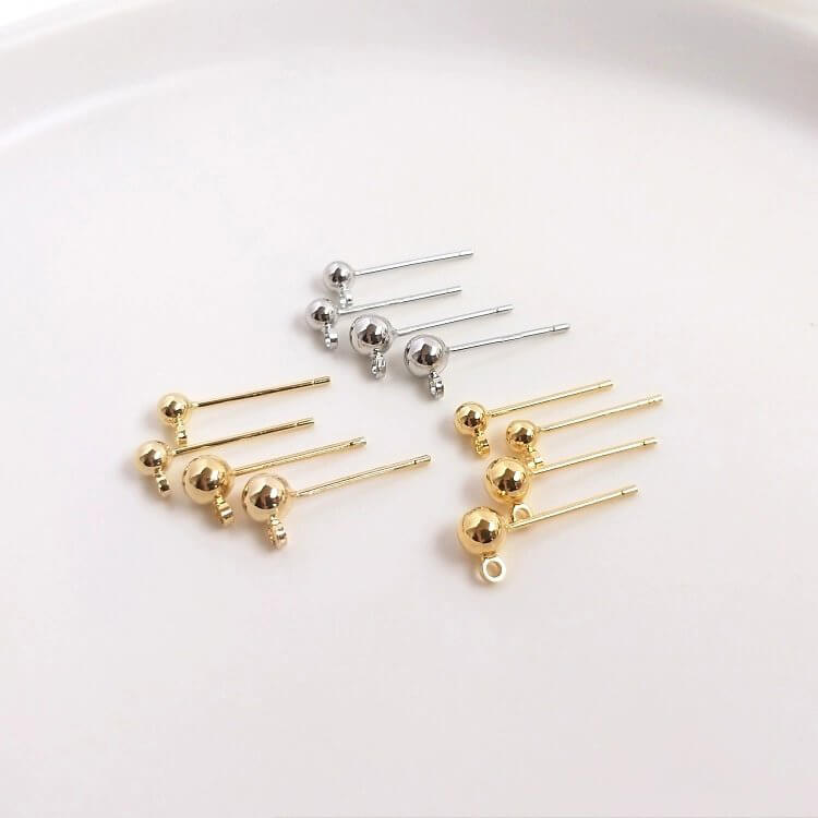 S925 sterling silver plated 18K14K light gold with hanging ring and bean earrings
