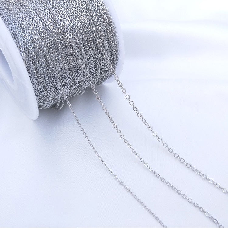 White gold flat O chain（1 meter，1 spool）