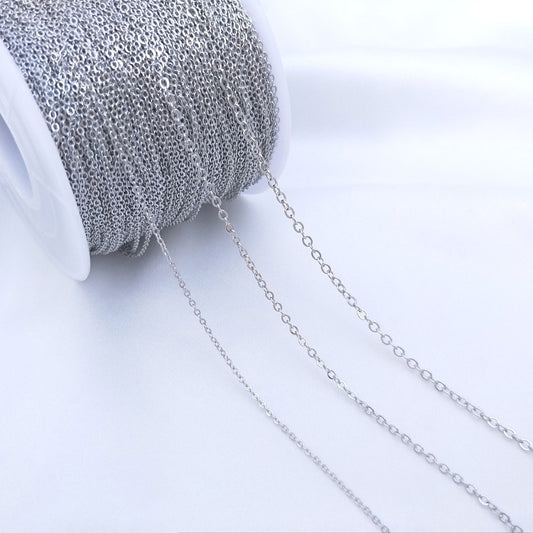 White gold flat O chain（1 meter，1 spool）
