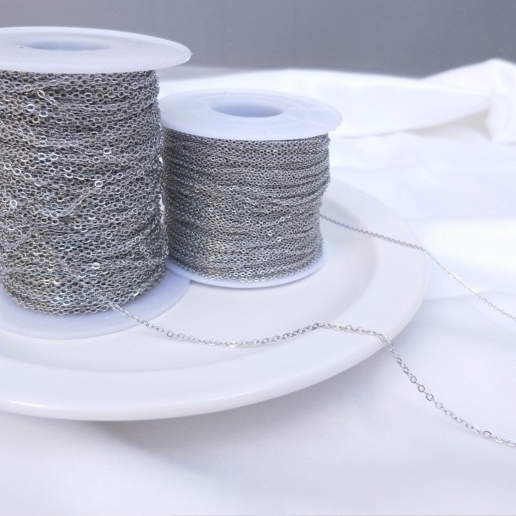 White gold flat O chain（1 meter，1 spool）