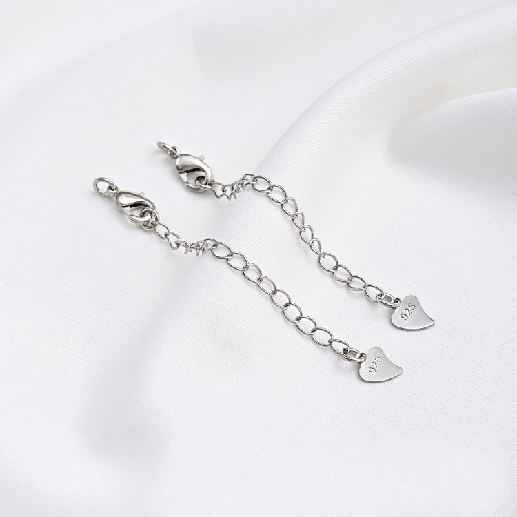 White gold tail chain, 6.5cm long, with lobster clasp and open ring