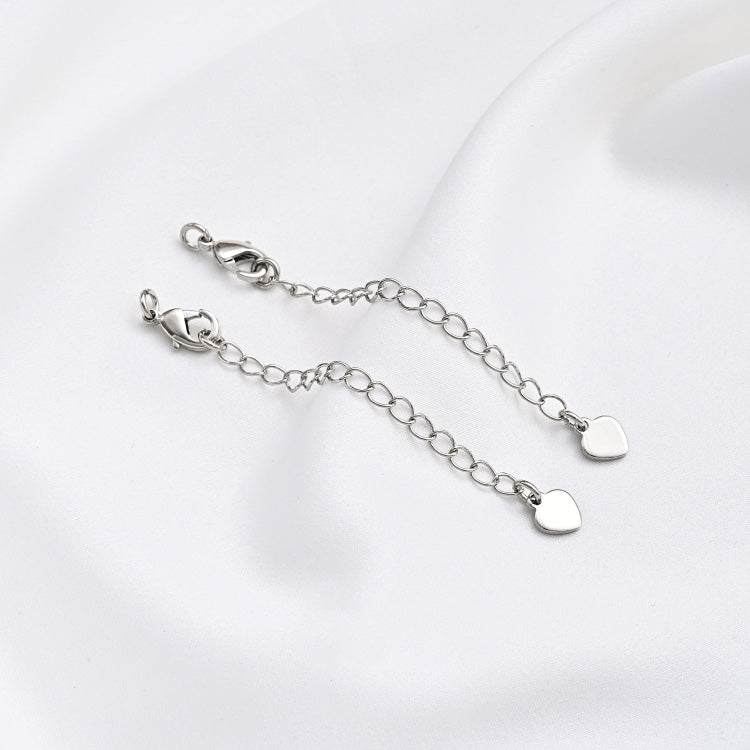 White gold tail chain, 6.5cm long, with lobster clasp and open ring