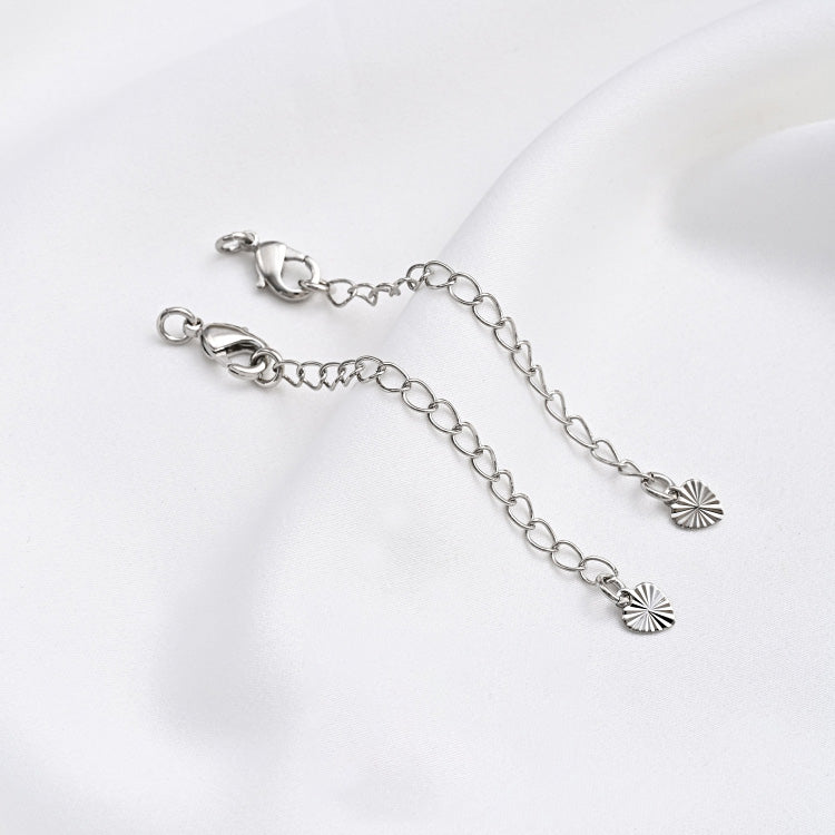 White gold tail chain, 6.5cm long, with lobster clasp and open ring