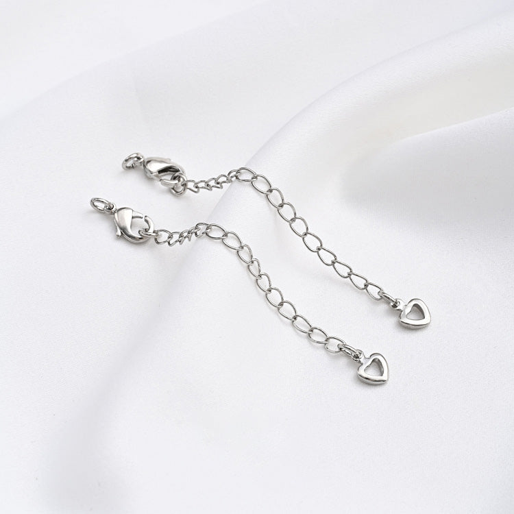 White gold tail chain, 6.5cm long, with lobster clasp and open ring