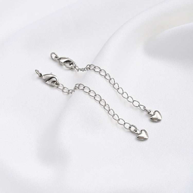White gold tail chain, 6.5cm long, with lobster clasp and open ring